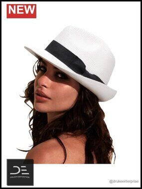 Women Straw Sun Hat Short Brim Panama Travel Fedora Beach Cap Roll Up UPF 50+